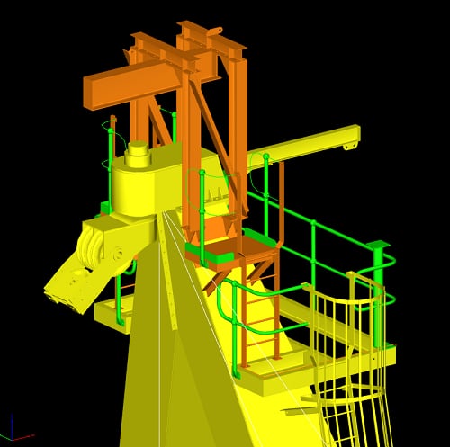 Three dimensional model of the shiploader lifting frame