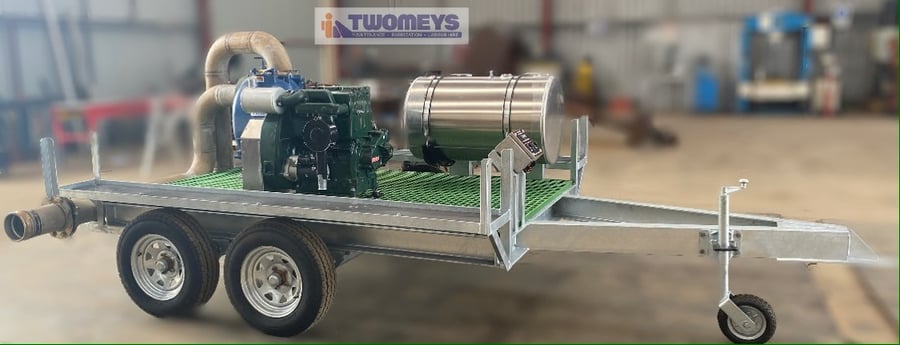 Side view of the completed galvanised pump trailer